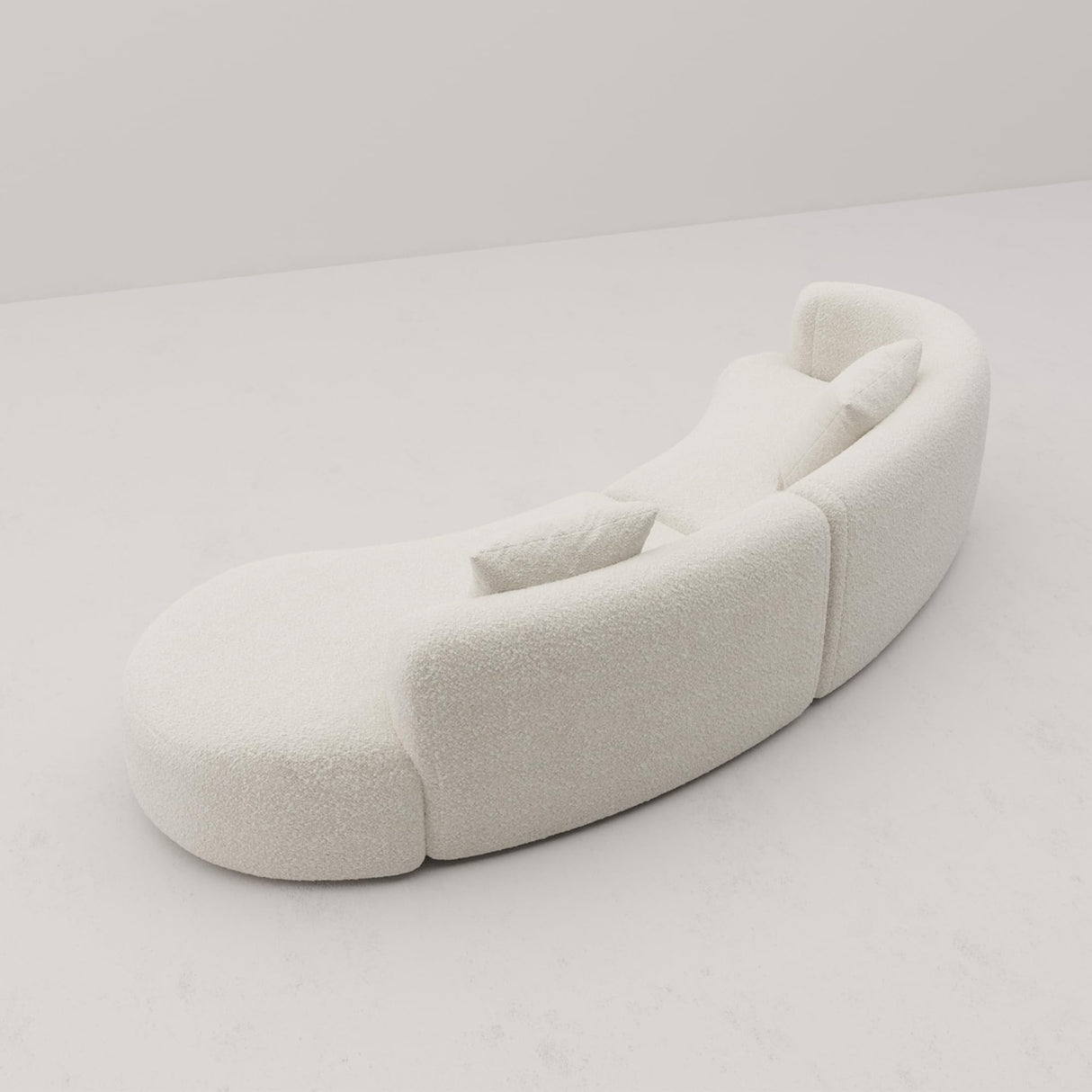 Acanva Modern Curved Sectional Living Room Couch, Minimalist Comfy Boucle Fabric Modular Sofa for Apartment, Home Office, 114" W Right Hand Facing, White Acanva