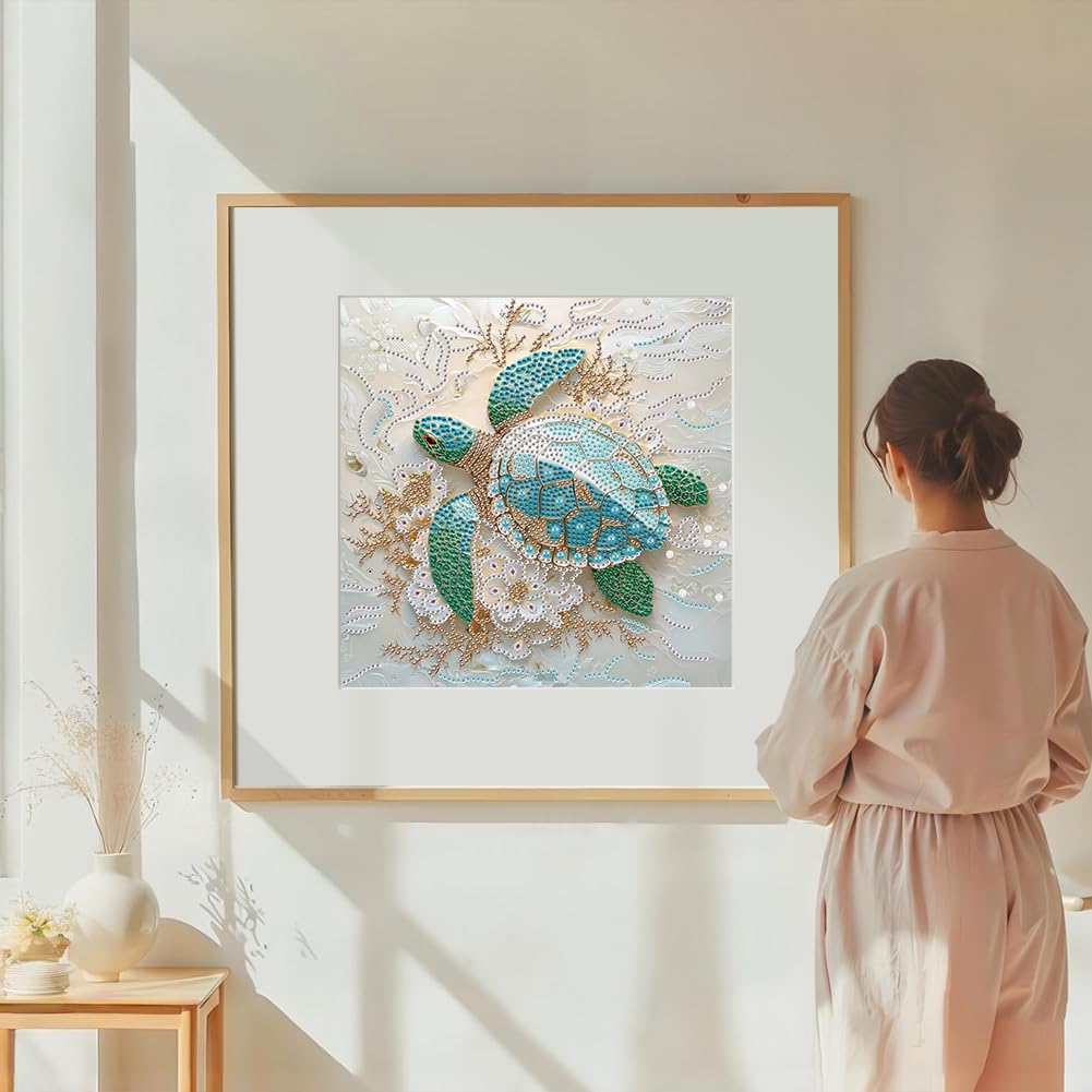DIADAY Sea Turtle Special Shape Diamond Art Kits for Adults, 5D Turtle Diamond Painting Kits, DIY Crystal Rhinestones Diamond Art Crafts for Adult, Home Wall Decor Gift 12 X 12inch DIADAY