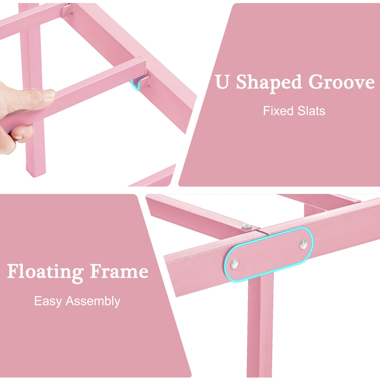 VECELO Twin Size Metal Platform Bed Frame with Headboard and Footboard, Heavy Duty Slat Support/No Box Spring Needed Mattress Foundation/Underbed Storage Space, Victorian Style VECELO