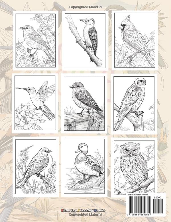 100 Birds of North America: Beautiful Birds Coloring Book, Guide to Birds (Animal Coloring Books) Majosta