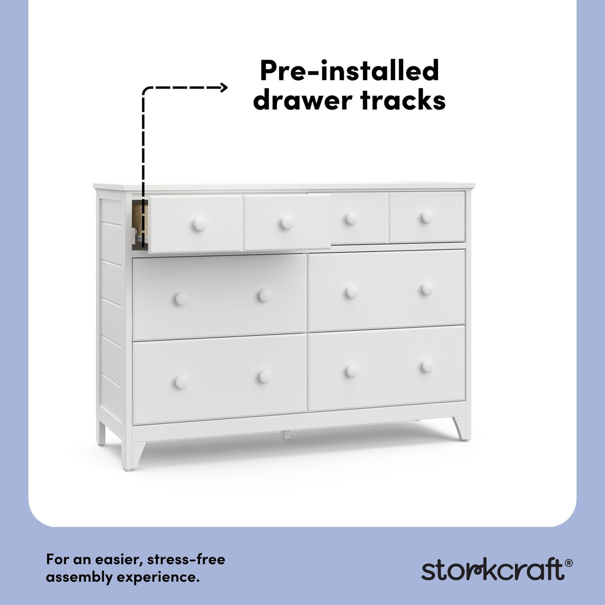Storkcraft Moss 6 Drawer Dresser (White) – GREENGUARD Gold Certified Nursery Dresser, Safety-Focused Interlocking Drawer System, Chest of Drawers for Bedroom, Wood Craftsmanship Storkcraft