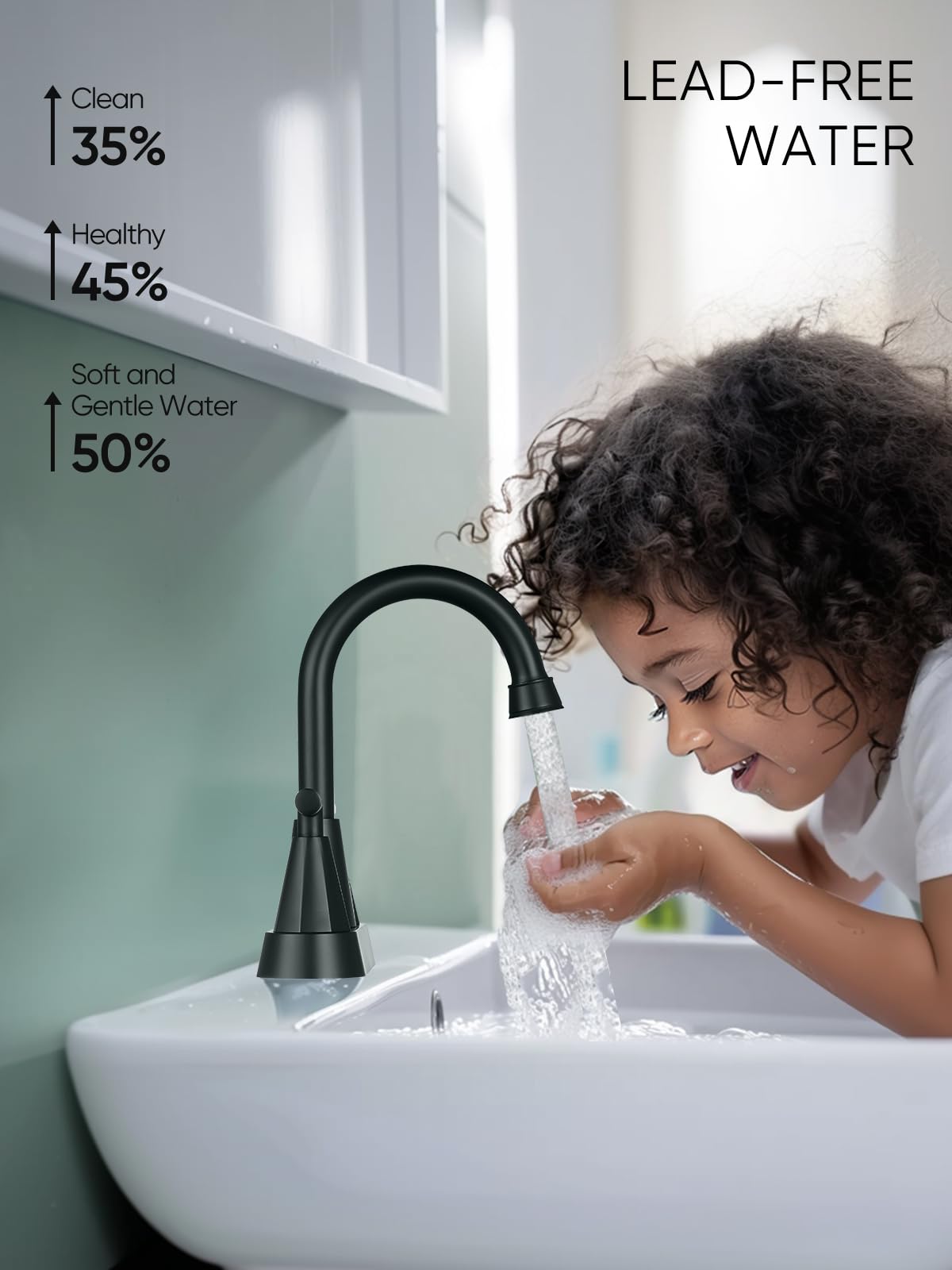 Cobbe Bathroom Faucets for Sink 3 Hole, 4 Inch with Pop Up Drain and 2 Supply Hoses, 2 Handle Centerset Bathroom Faucet for Sink Vanity, Midnight Black Matte Cobbe