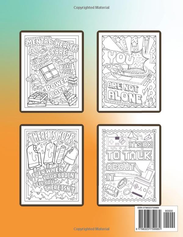 Mental Health Coloring Book: Adult and Kids Coloring Book with Motivational and Inspirational Quotes for Anxiety and Stress Relief WoodArtSupply