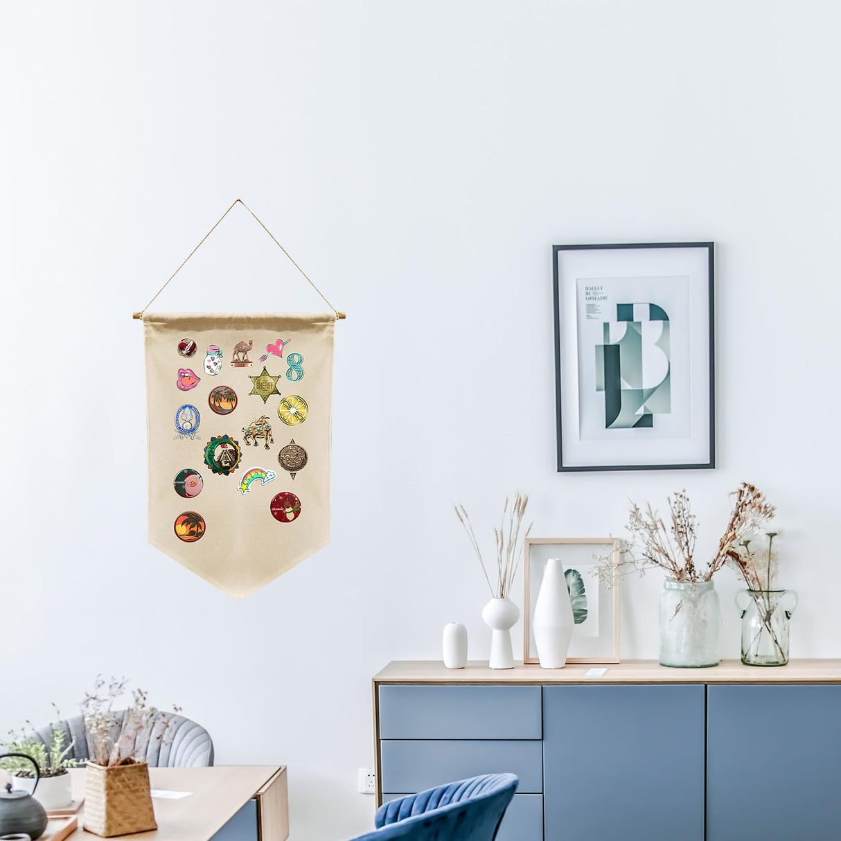 3 PCS Canvas Banners Wall Hanging Brooch Jewelry Storage Case Stand Enamel Pin Display, Sublimation blank Banner,Holder Earrings Necklace Pin Collection Organizer OKBA