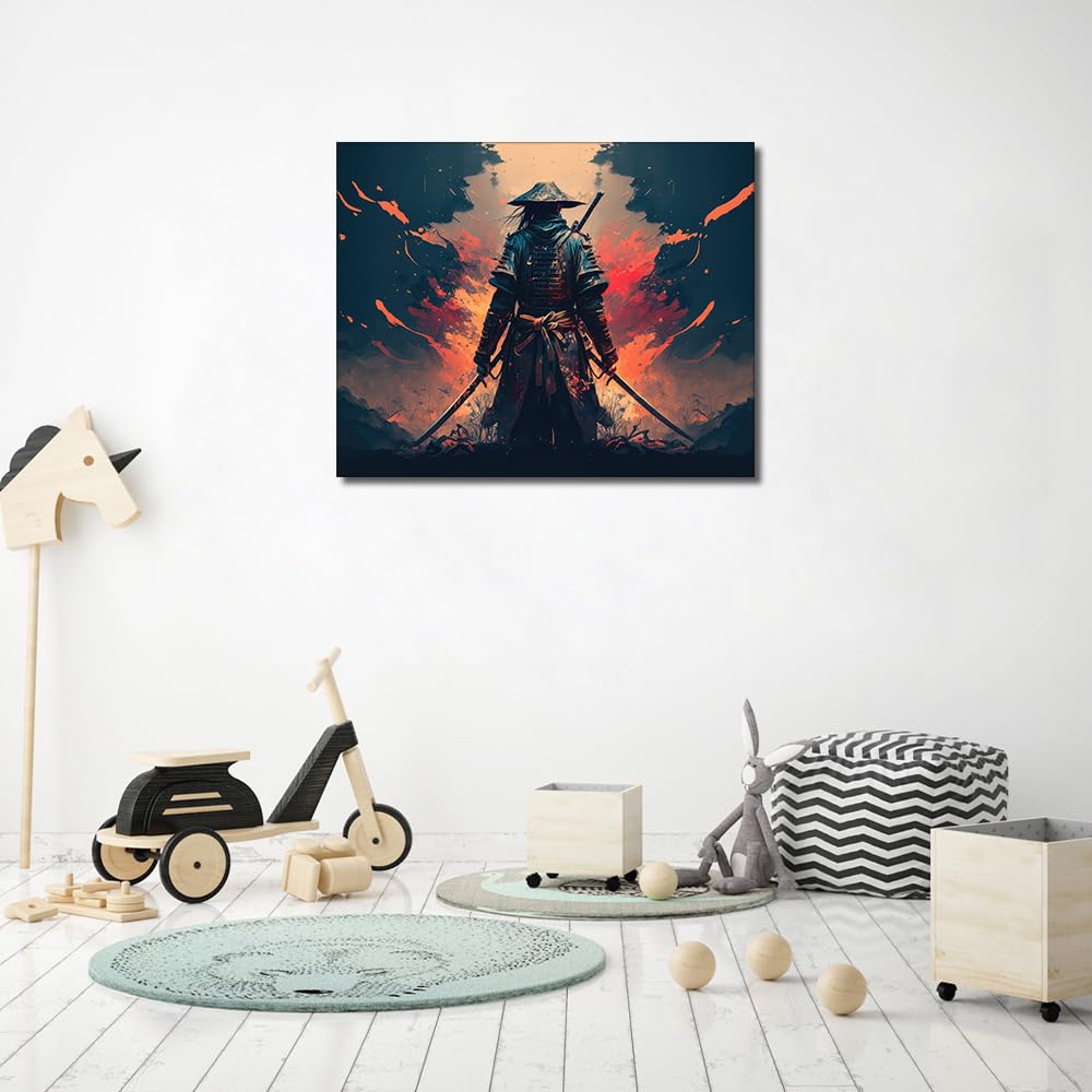 TUMOVO DIY Paint by Number for Adult, A Samurai with a Katana Paint by Numbers, Warrior Adult Paint by Numbers Kits on Canvas, 16X20 Inch Mountain Paint by Numbers for Adults Beginners TUMOVO