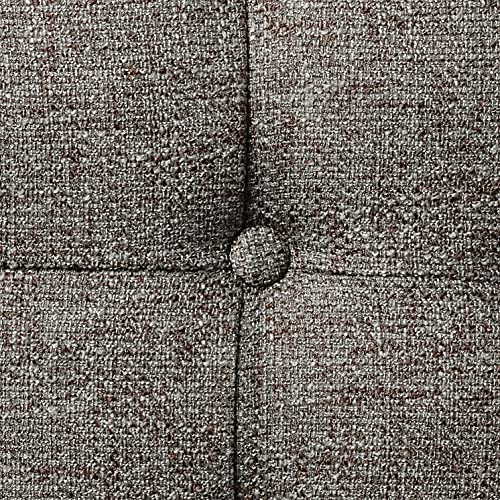 Homepop Home Decor | Button Tufted Woven Round Storage Ottoman | Ottoman with Storage for Living Room & Bedroom (Dark Gray) HomePop