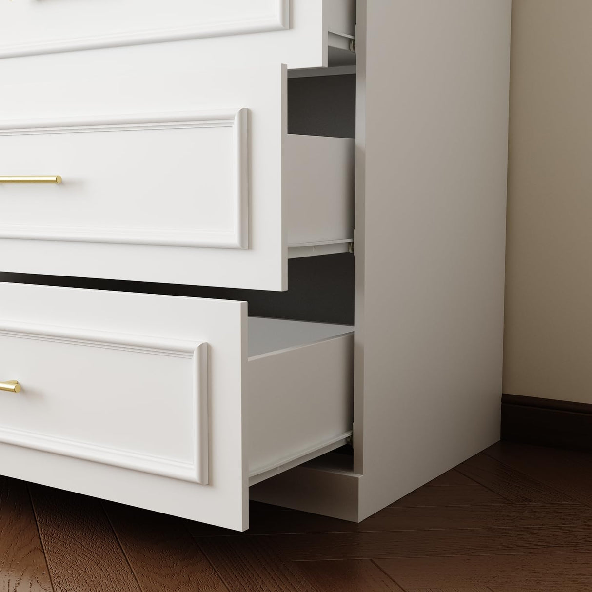 FUFU&GAGA Wardrobe Closet with Glass Doors, Modern White Bedroom Armoire with Gold Handles, Modern Clothes Storage Cabinet with 3 Drawers, Hanging Rod, 31.7”W x 19.3”D x 74.8”H FUFU&GAGA