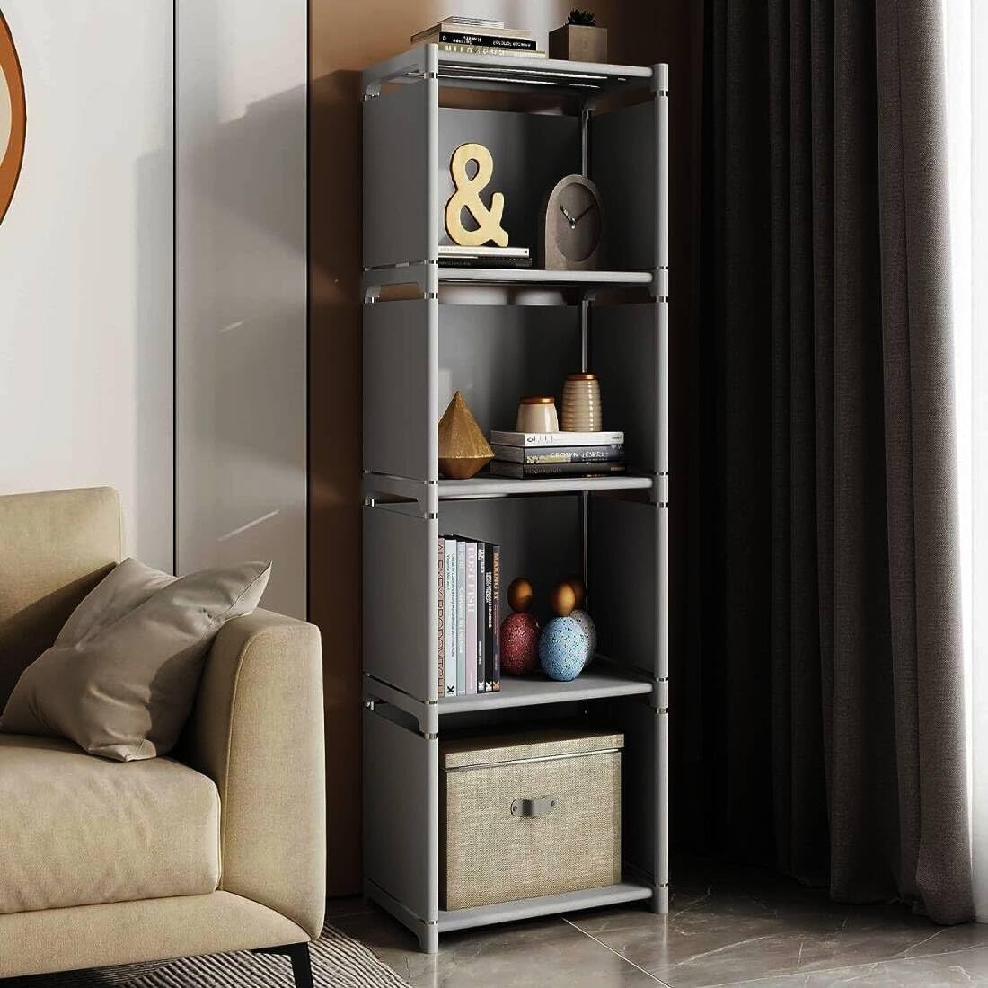 RIIPOO Storage Cubes Organizer Shelves, 4 Cube Bookcase Bookshelf for Bedroom Closet Small Spaces, Cube Storage Organizer Shelf for Kids Clothes Nursery RIIPOO