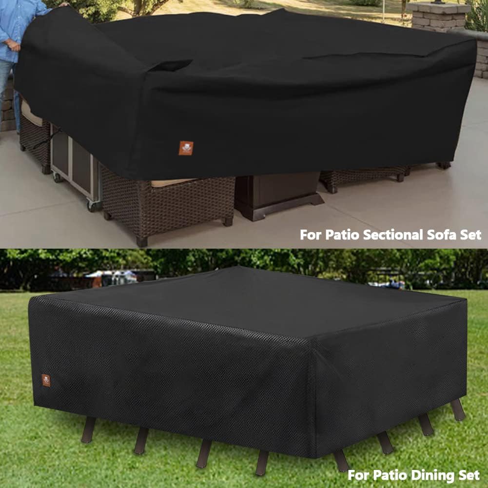 ClawsCover 5-6 Pieces Patio Furniture Sets Covers Waterproof,4 Seater Wicker Rattan Outdoor Sectional Couch Sofa Cover,Fadeless Tearproof Patio Table Set Cover,Rectangle,85Lx59Wx25H Inch ClawsCover