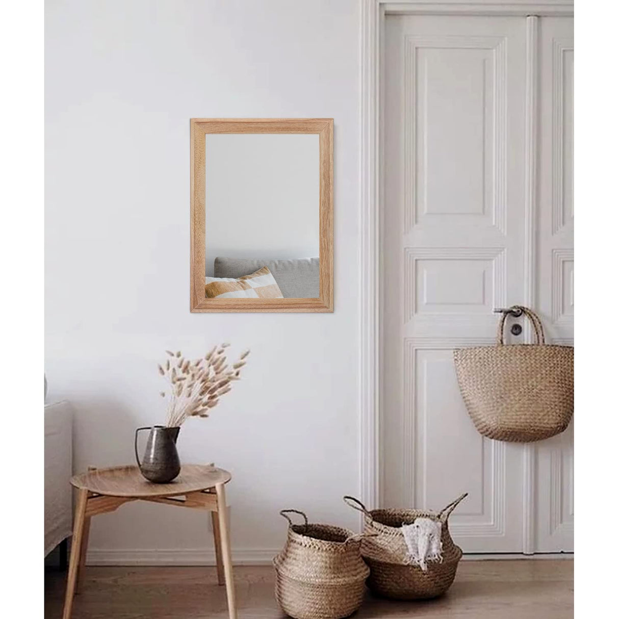 AAZZKANG Rustic Mirrors for Wall Rectangle Wood Frame Mirror Farmhouse Bedroom Bathroom Decorative Mirror AAZZKANG