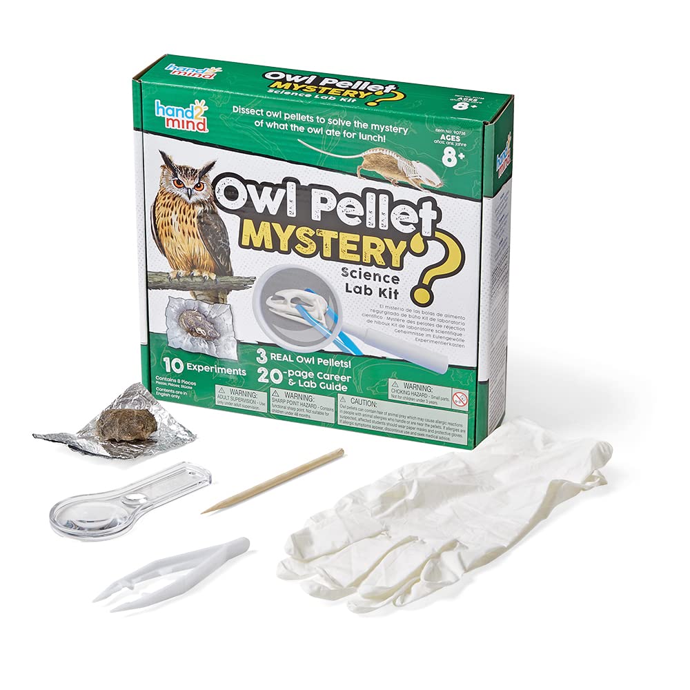hand2mind Animal Science Kit for Kids 8-12, Kids Science Kit with Fact-Filled Guide, Learn About Animal Biology and Dissect Owl Pellets, STEM Toys, 10 Science Experiments hand2mind