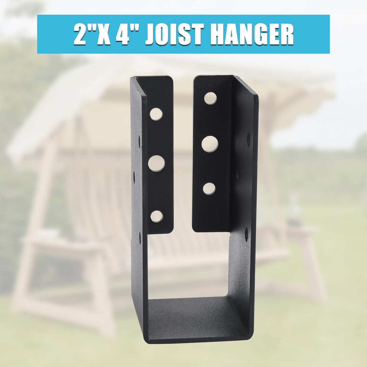 Nrspp Concealed Joist Hangers, 8 Pcs of 2"x4"Outdoor Concealed-Flange,Q235 Steel Plate Powder-Coated Concealed Joist Steel Bracket for 2"x4" Beam Swing Nrspp