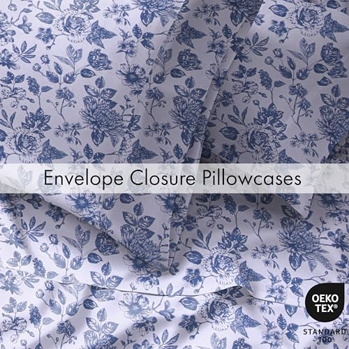 RUVANTI 6 Pcs Cotton Sheets - 100% Natural Cotton Soft, Lightweight & Breathable Crispy Percale Bed Sheets, Queen Sheet Set 16" Deep Pockets, Wild Flower RUVANTI
