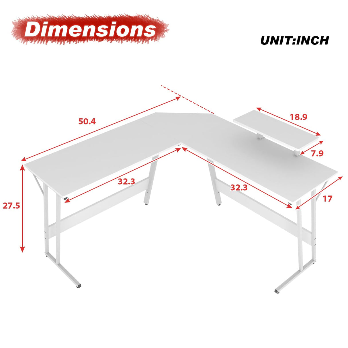 PayLessHere L Shaped Desk Corner Gaming Desk Computer Desk with Large Desktop Studying and Working and Gaming for Home and Work Place,White PayLessHere