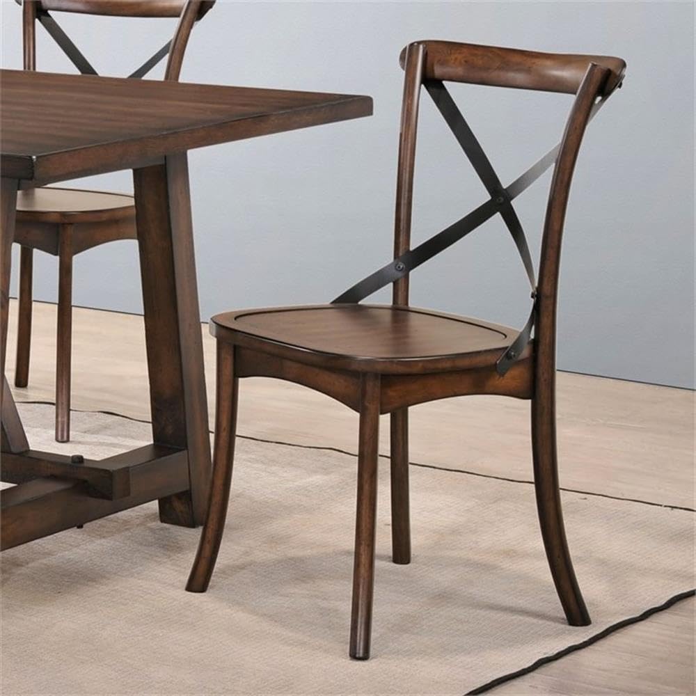 Acme Kaelyn Wooden Side Chair in Dark Oak and Black Set of 2 Acme