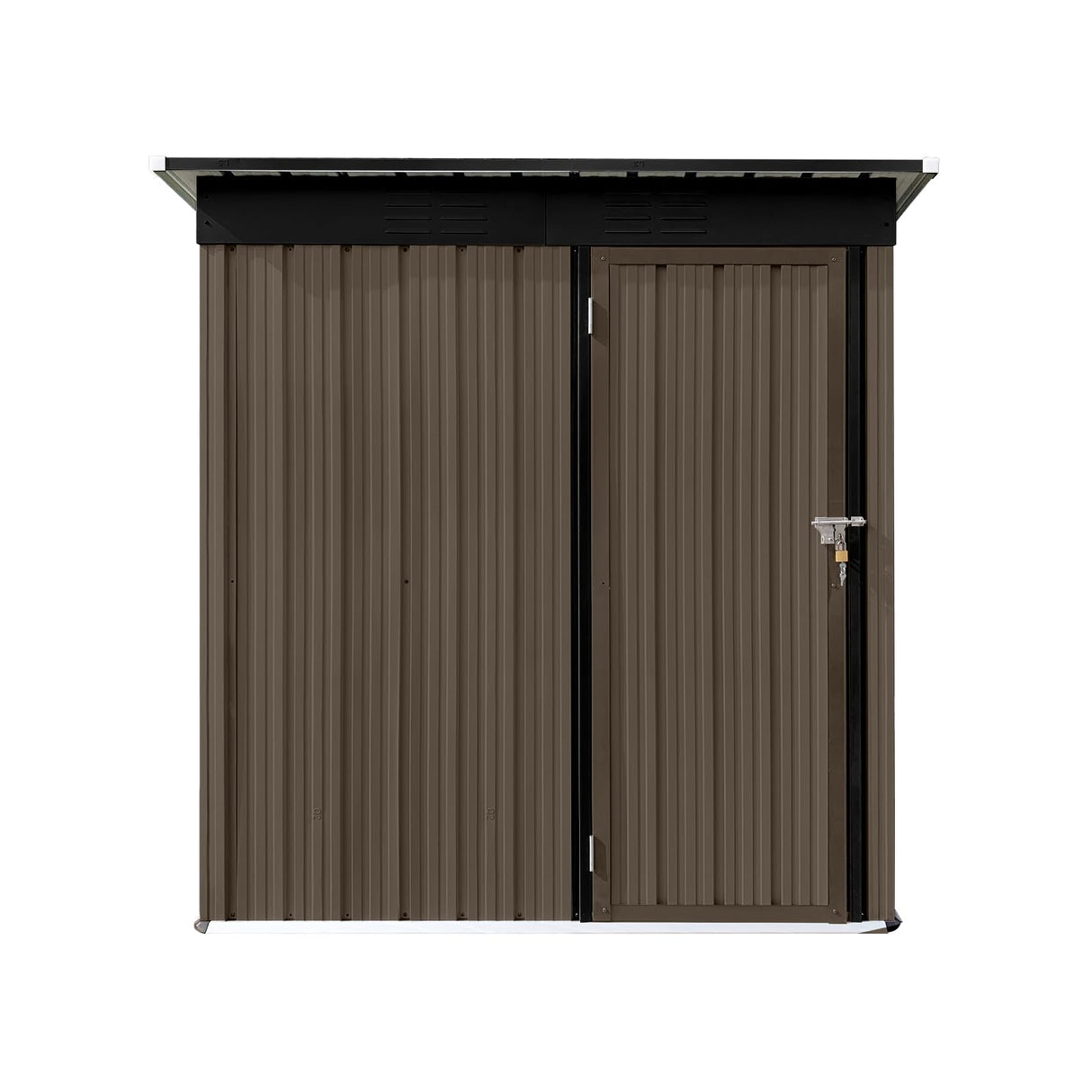 Metal Outdoor Storage Shed 5 x 4 FT, Steel Utility Tool Shed Storage House with Sloping Roof and Lockable Door, Waterproof Garden Storage Tool Shed for Backyard Patio Lawn (Brown, 5X4 FT) Anwick