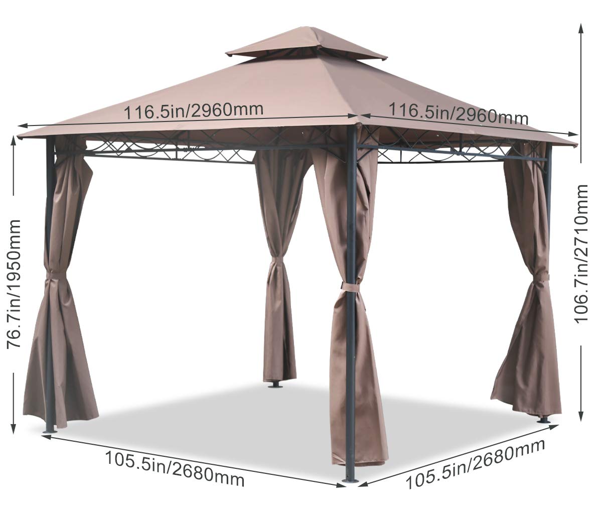 Gazebo Canopy Tent 10' X 10' BBQ Outdoor Patio Grill Gazebo for Patios Large Garden Top Gazebo with Sidewall Party Tent FDW