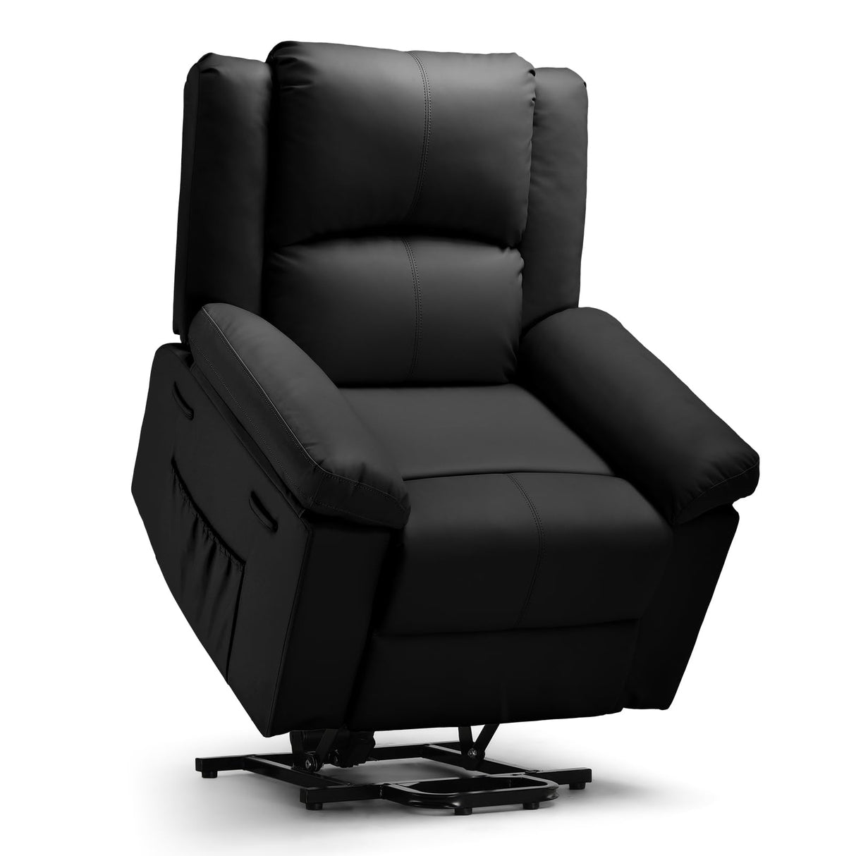 COMHOMA Power Lift Recliner for Elderly, Lift Chair with Heat and Massage,PU Recliner Sofa with 2 Side Pockets and Infinite Position for Living Room, Black COMHOMA