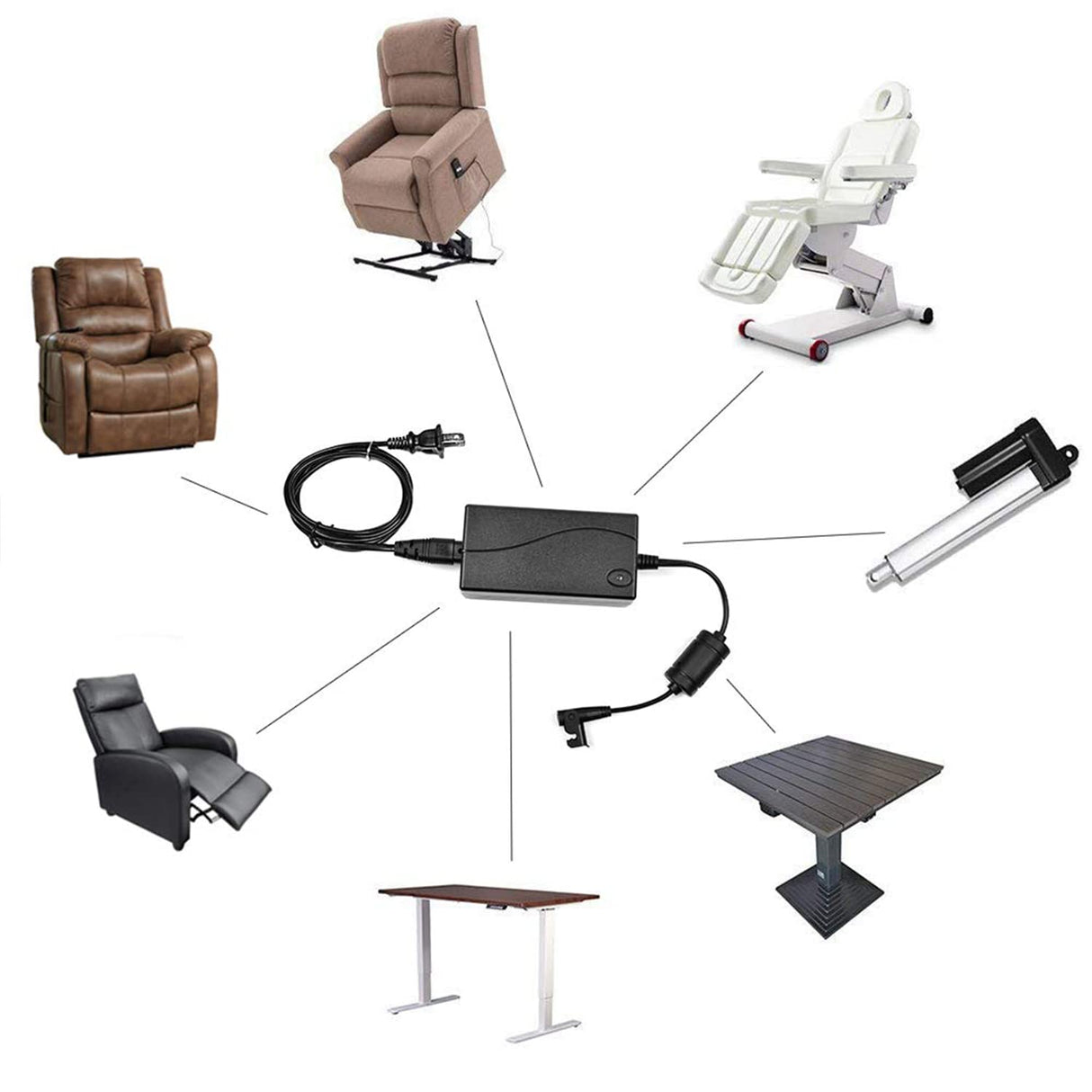 Universal Lift Chair or Power Recliner AC/DC Switching Power Supply Transformer Compatible with Recliners 29V 2A Adapter for Lift Chair or Recliner(US Plug & Motor Cable Included) CUGLB