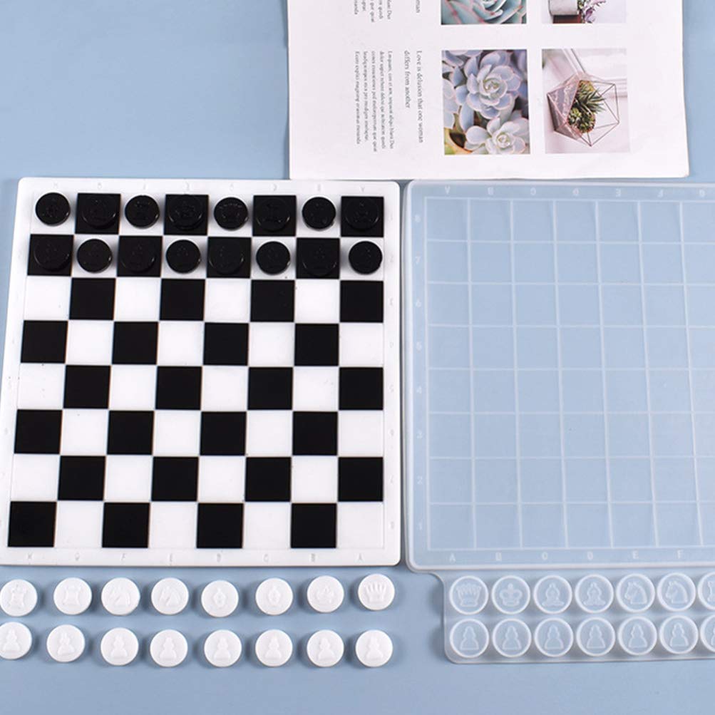 ARTIBETTER Chess Board Resin Mold Chess Table Epoxy Casting Mold International Chess Piece Silicone Mold for DIY Jewelry Crystal Crafts Making Tool ARTIBETTER