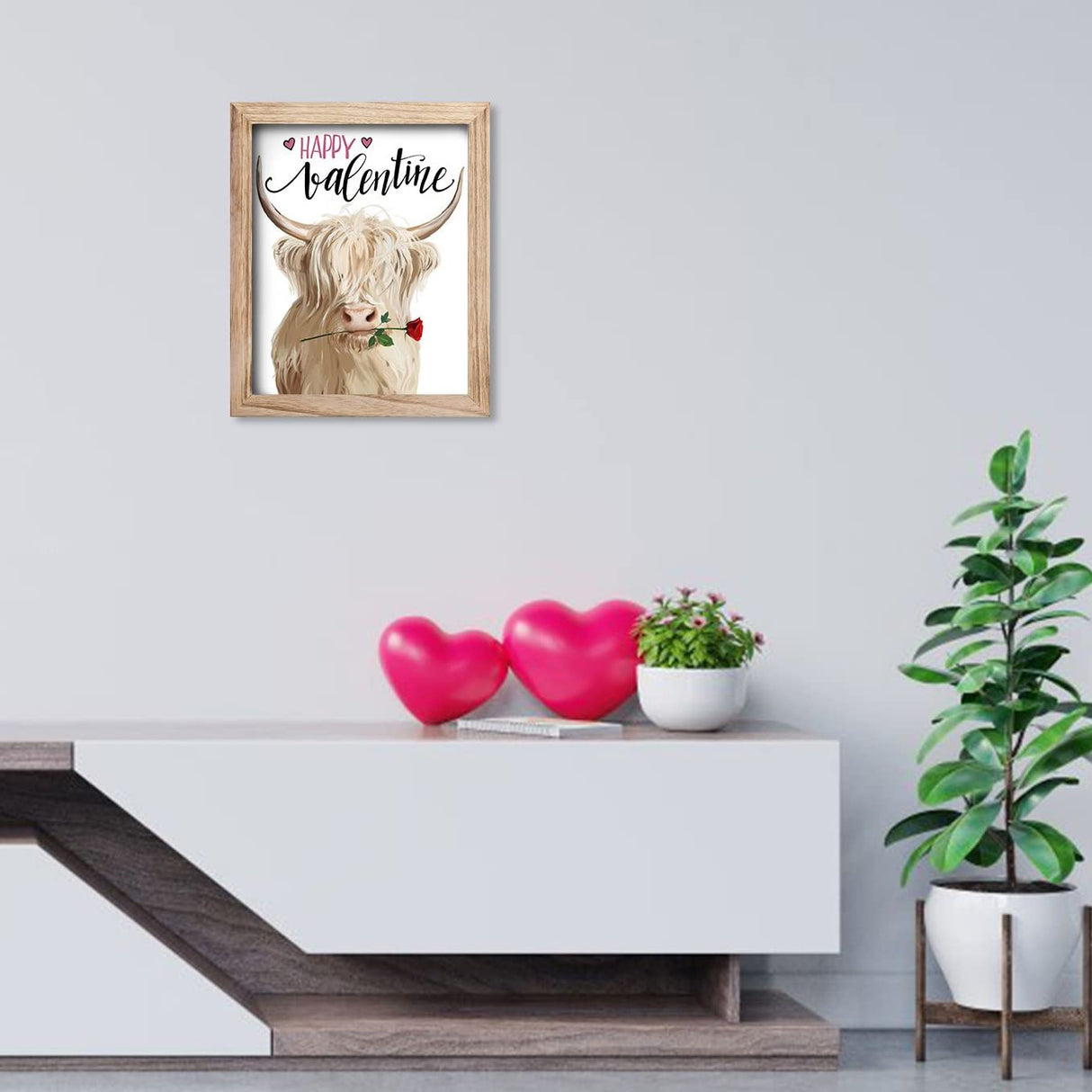 YPY Highland Cow Farmhouse Wall Decor Signs Xmas Cow Canvas Art with 7 Interchangeable Holiday Sayings, Rustic Wood Picture Frame Indoor Christmas Decorations for Home 10x12 YPY