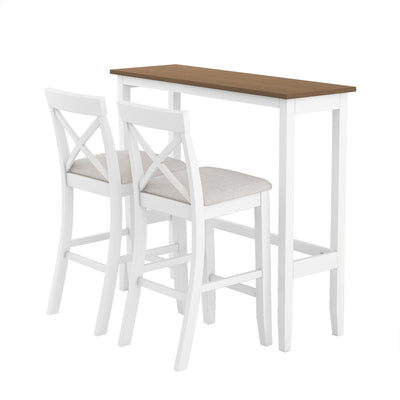 LUMISOL Bar Table and Chair Set, Small Counter Height Table Set for 2, 3 Piece Bar Table Set for Dining Room Small Place, Breakfast Nook Table Set, Space Saving for Living Room, Beige