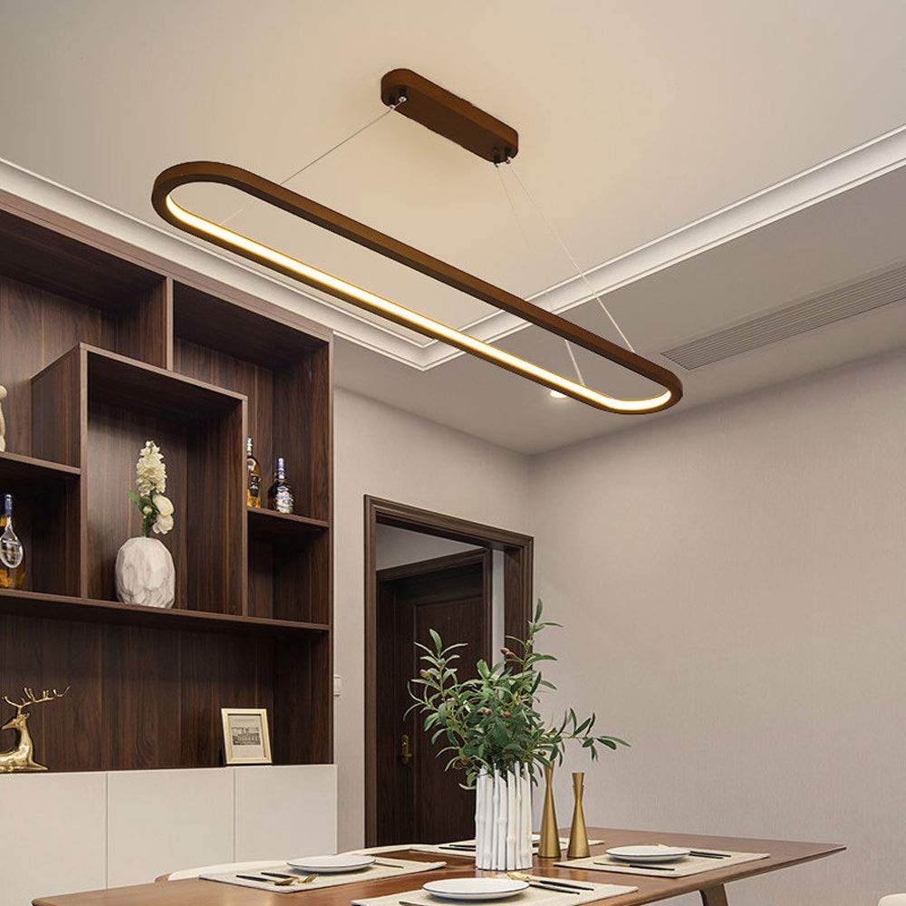 38W LED Ceiling Pendant Lighting Fixture Modern Chandelier Wood Ring Hanging Light Nordic Suspension Lamps for Living Room Bedroom Study Office Hallway Lamp Fixtures (Color : 3 Color Temp) Siet