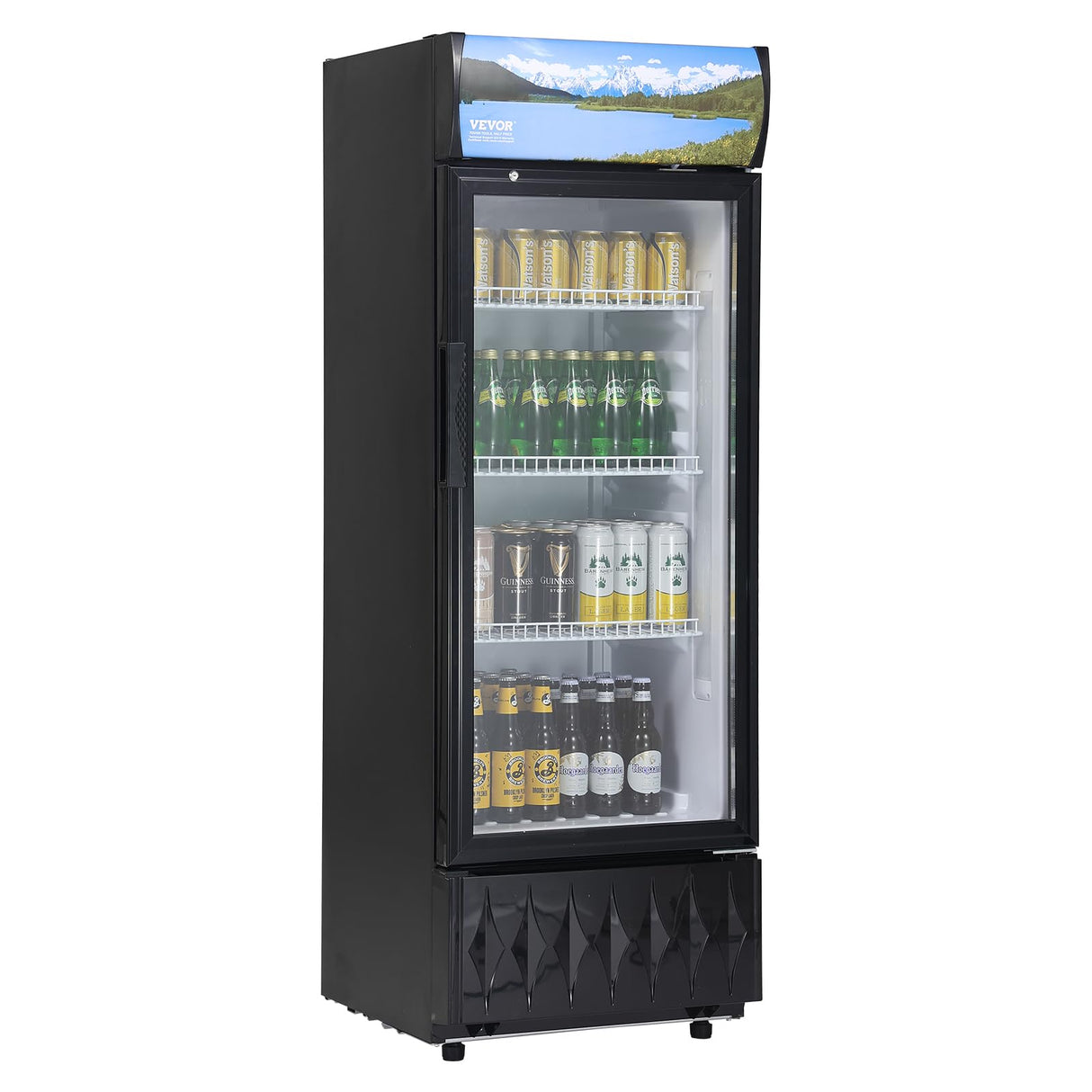 VEVOR Commercial Merchandiser Refrigerator, 6.8 Cu.Ft / 195L Beverage Refrigerator Cooler Merchandiser, Glass Door Display Refrigerator Upright Fridge with 3 Adjustable Shelves, Customizable Lightbox VEVOR