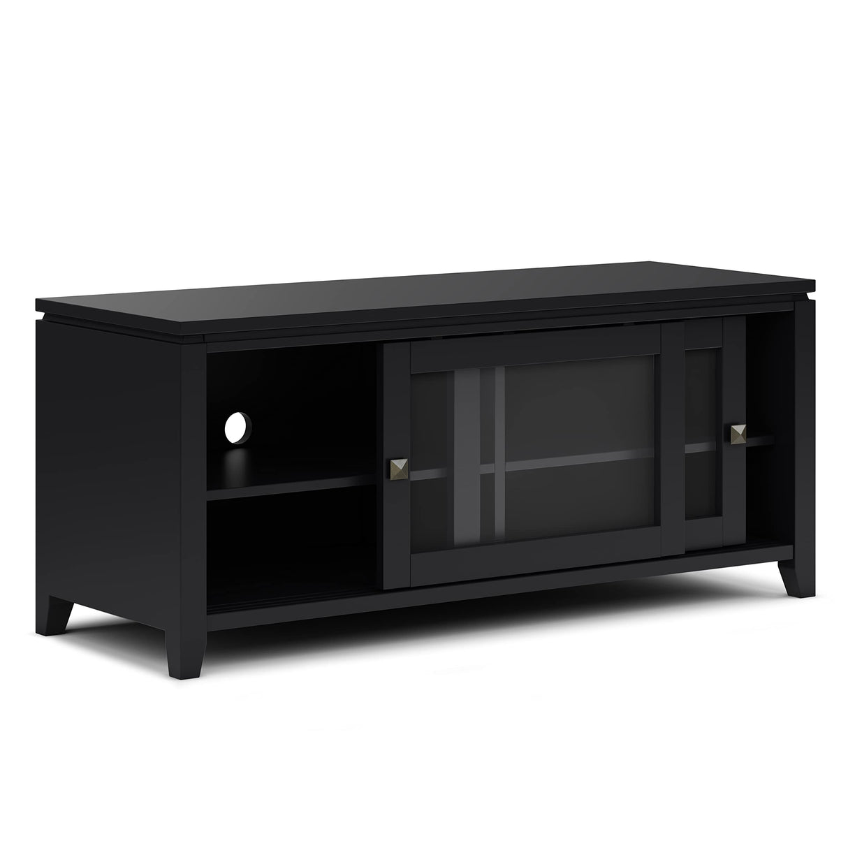 SIMPLIHOME Cosmopolitan SOLID WOOD 48 Inch Wide Contemporary TV Media Stand in Black for TVs up to 55 Inch, For the Living Room and Entertainment Center SIMPLIHOME