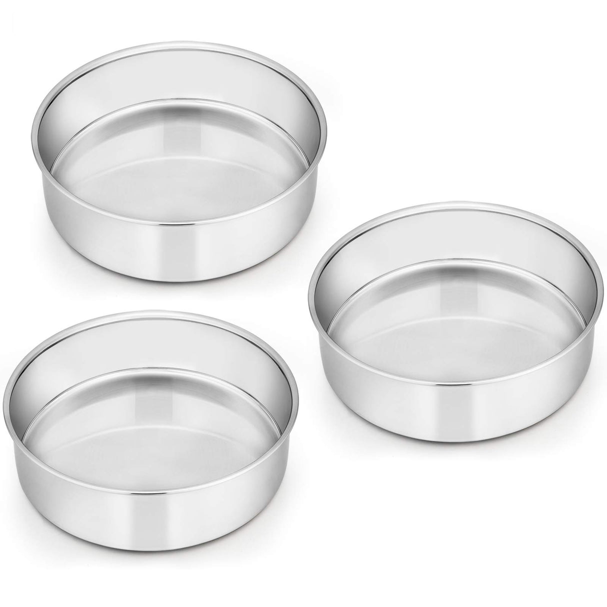 E-far 6 Inch Cake Pan Set of 3, Stainless Steel Round Smash Cake Baking Pans Tins, Non-Toxic & Healthy, Mirror Finish & Dishwasher Safe E-far