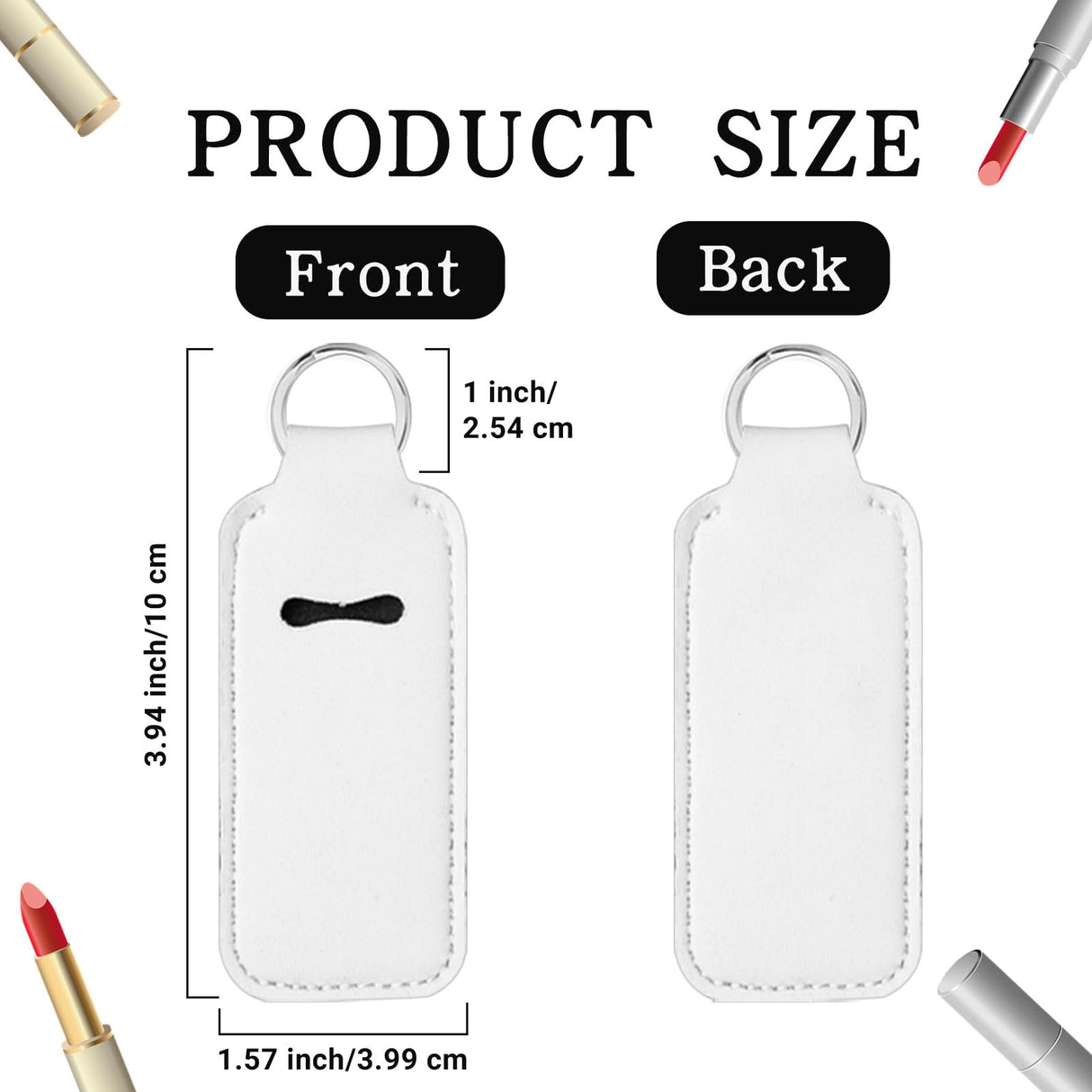 120 Pcs Sublimation Lipstick Keychain Bulk 3.94×1.57 Inch DIY Lipstick Holder Keychain with Key Ring Heat Transfer Keychain Blank Travel Keychain Small Items Organizer for Women Travel Supplies SENONAPO