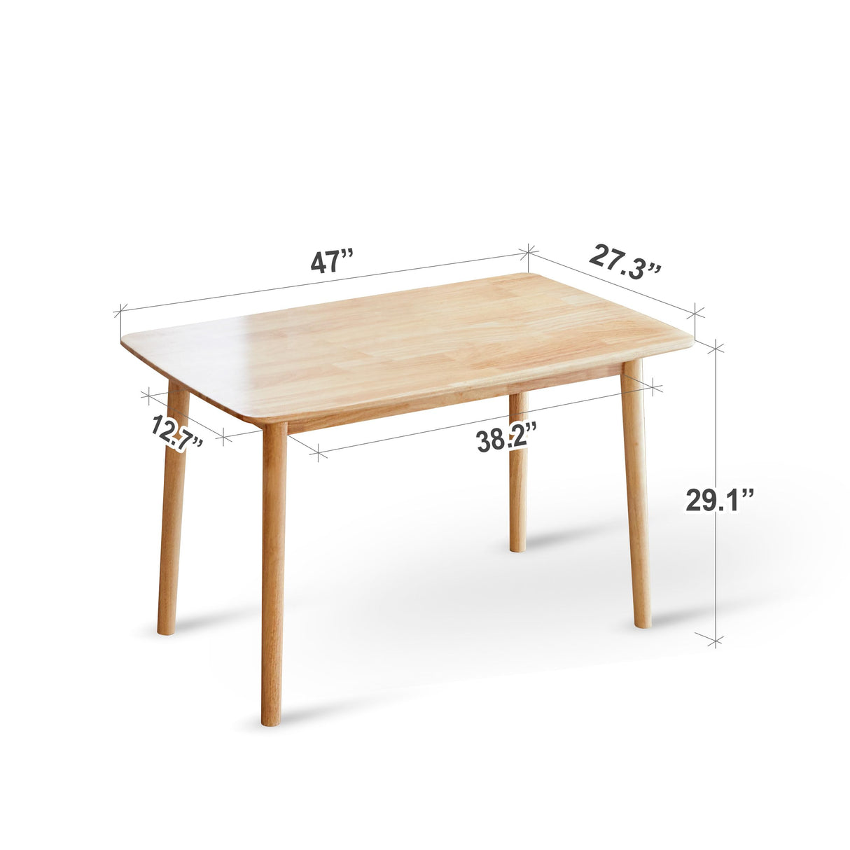 Livinia Aslan 47" Malaysian Oak Rectangular Wooden Dining Table/Solid Wood Kitchen Desk (Natural Oak) Livinia