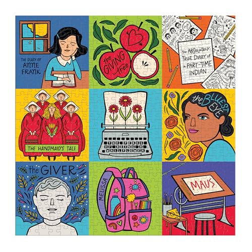 Mudpuppy I Read Banned Books – 500 Piece Family Puzzle with Colorful and Fun Illustrations of Infamously Banned Books for Children Ages 8 and Up Mudpuppy