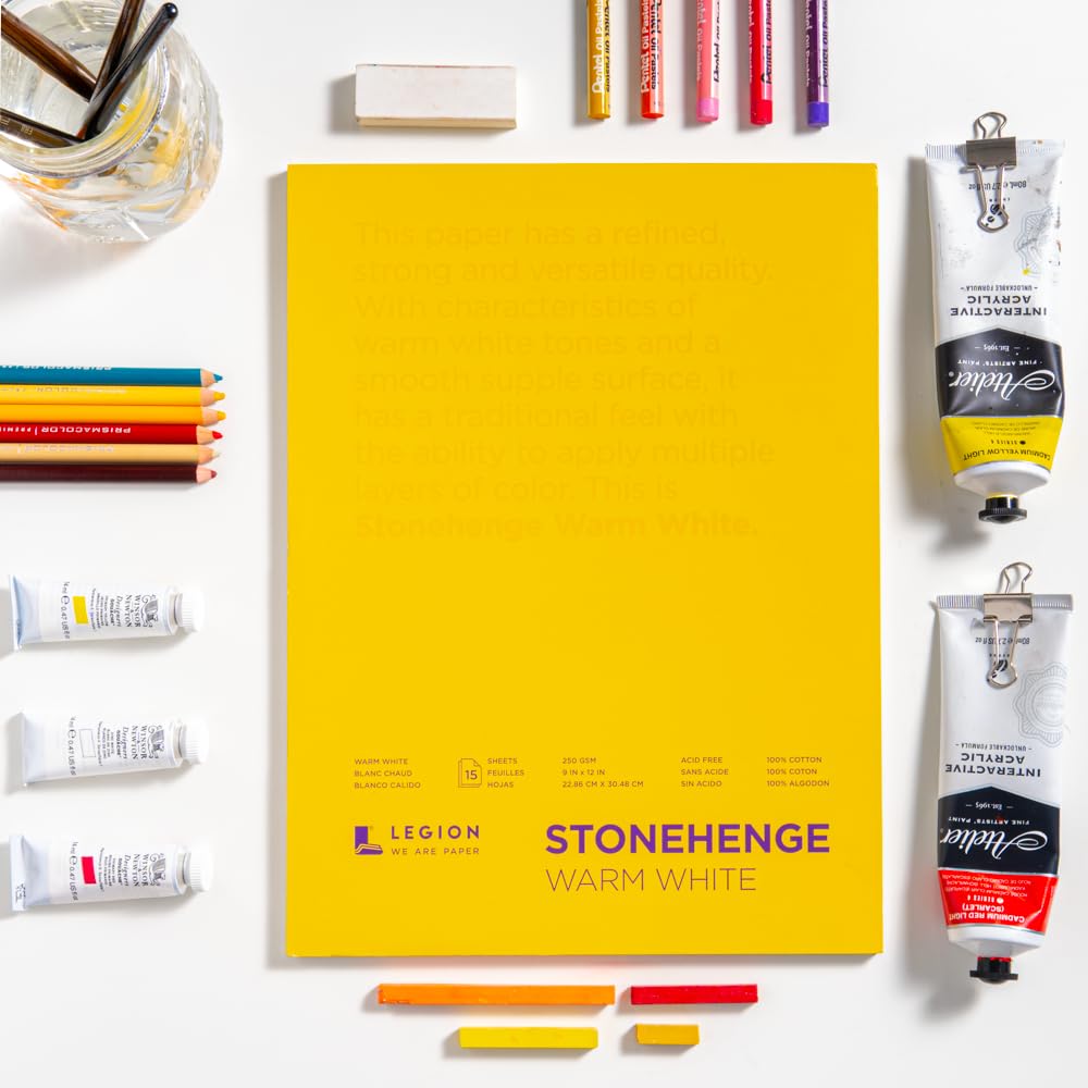 Stonehenge 100% Cotton Medium Weight Pad, Warm White, 5 x 7 inches, 250gsm, 15 Sheets for Dry Media Stonehenge