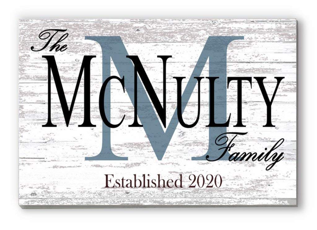 Family Name Sign PERSONALIZED Wedding Gift For Couple Established Monogram Custom Wall Decor EST. Date 16.5" X10.5" (Monogram With Established Date) Broad Bay