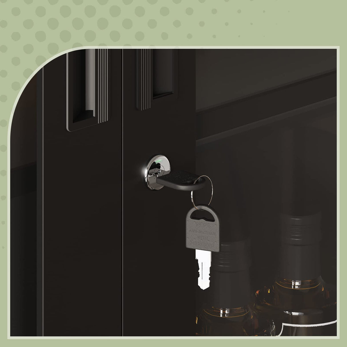 Yizosh Metal Storage Cabinet with Glass Doors - 71" Locking Display Cabinet with 2 Adjustable Shelves, 4-Tier Tall Steel Cabinet Locker for Kitchen, Living Room, Dining Room (Black) Yizosh