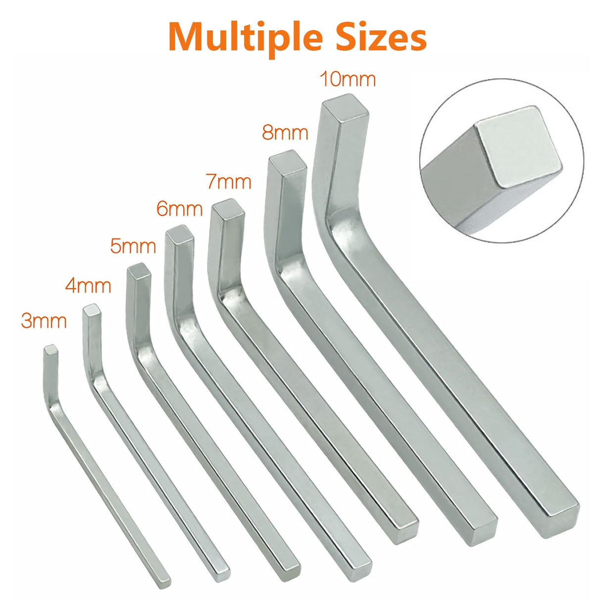 YEIXCIKA 7Pcs Square Head Wrench Set L Shaped Square Key Kit Chromium Vanadium Steel Square Head Screwdrivers for Pocket Hole Screws, 3-10mm YEIXCIKA