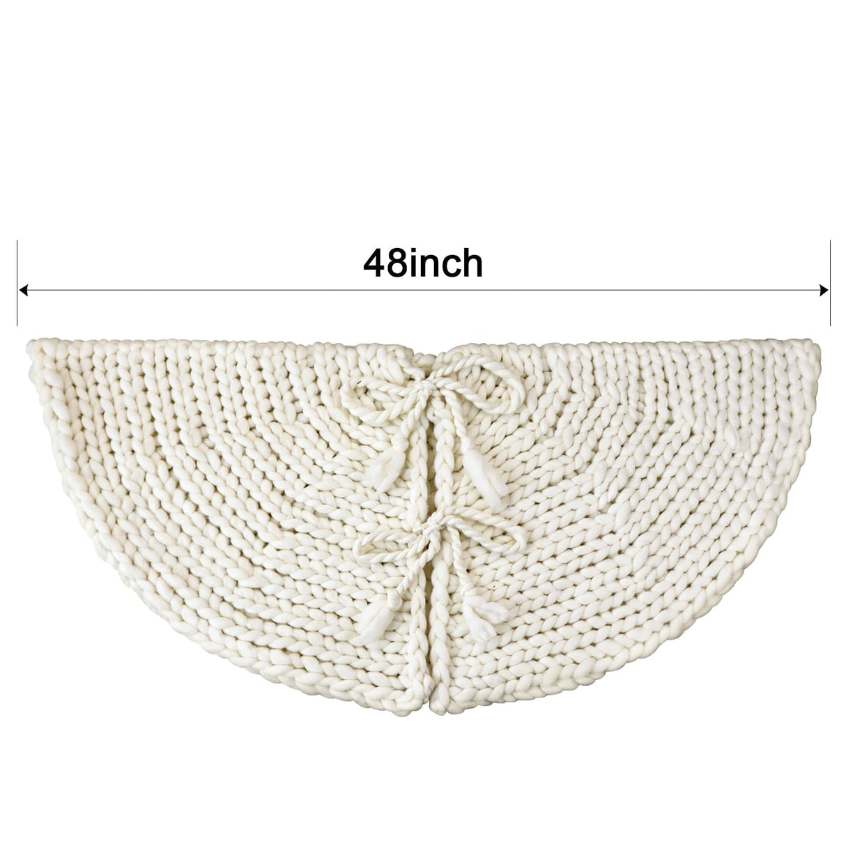 LimBridge Knitted Christmas Tree Skirt: 48 Inches Crochet Cream White Tree Skirt, Chunky Knit Thick Rustic Christmas Tree Decorations, Farmhouse Christmas Decor Xmas Holiday Home Party Decorations LimBridge