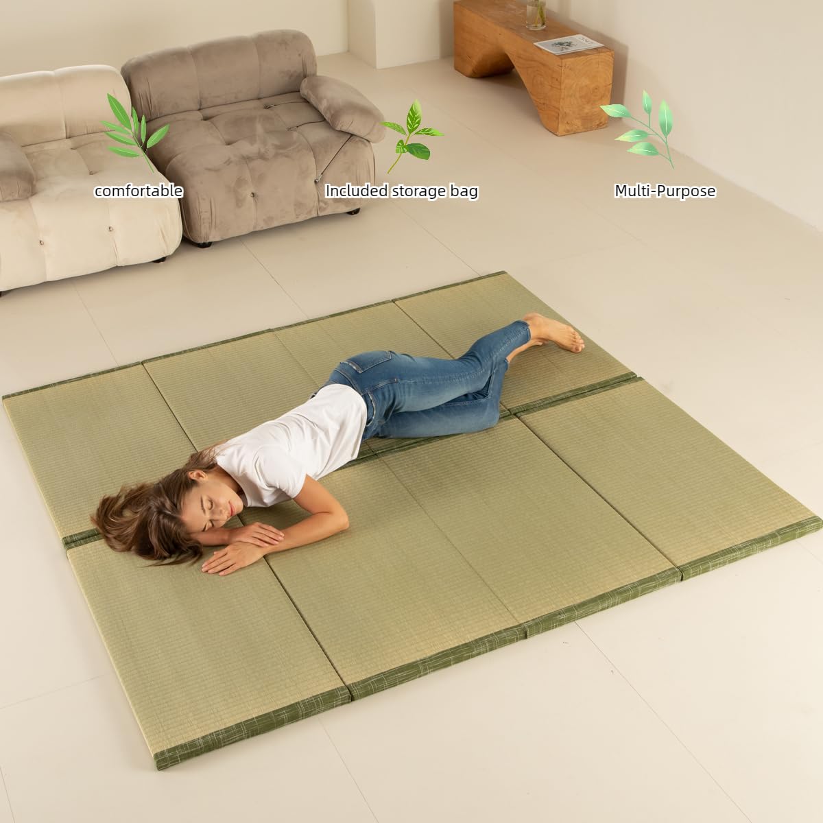 MustMat Tatami Mat Japanese Floor Mattress Traditional Japanese Futon Floor Mattress Rush Grass Foldable Bed 35.4"x78.7"x1.2" (1 Piece) MustMat