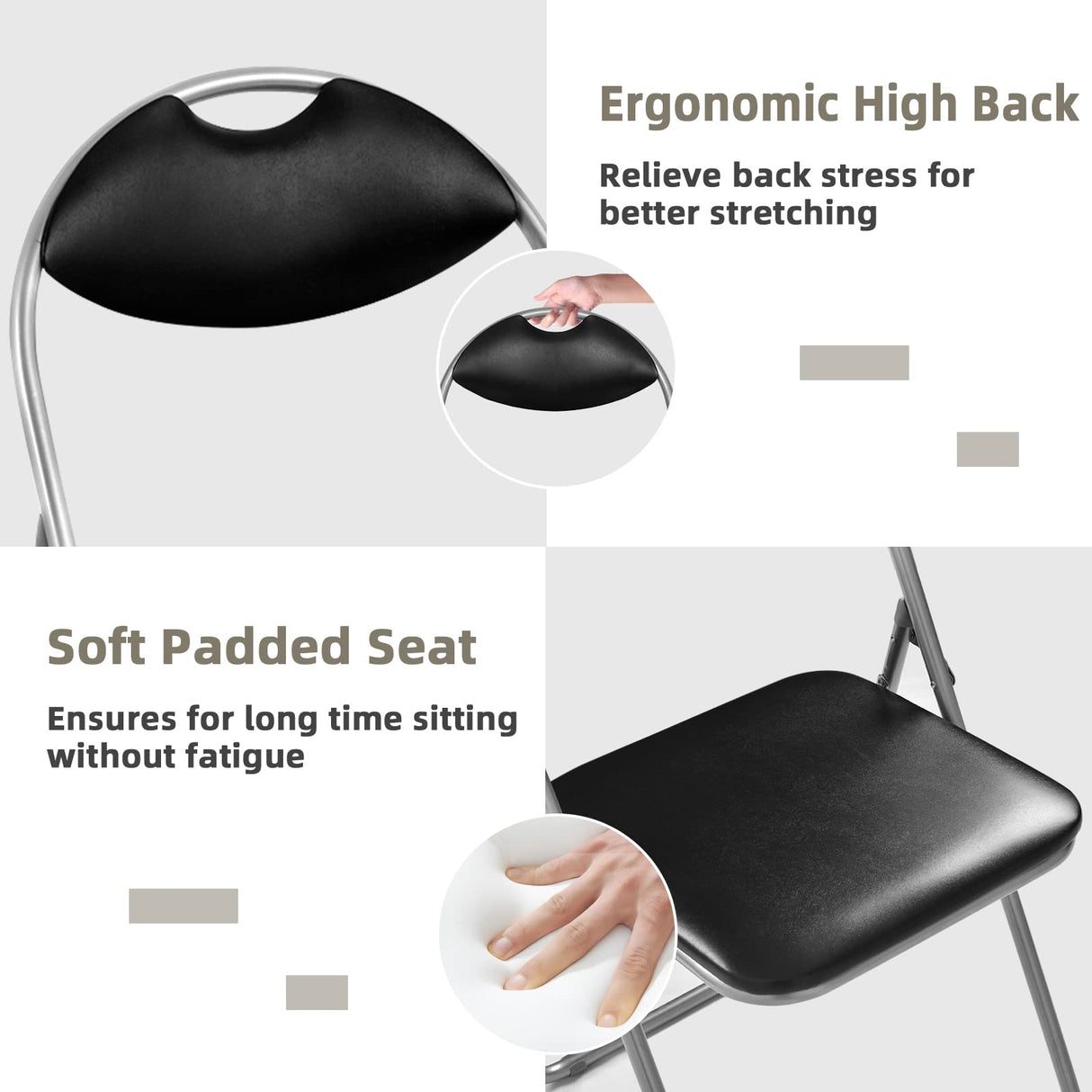 Giantex 6-Pack Folding Chairs Set - Waiting Room Chairs with Padded Seats and Carrying Handle for Desks Home Office Steel Guest Reception Party Poker Stackable Conference Chairs Pack of 6 Giantex