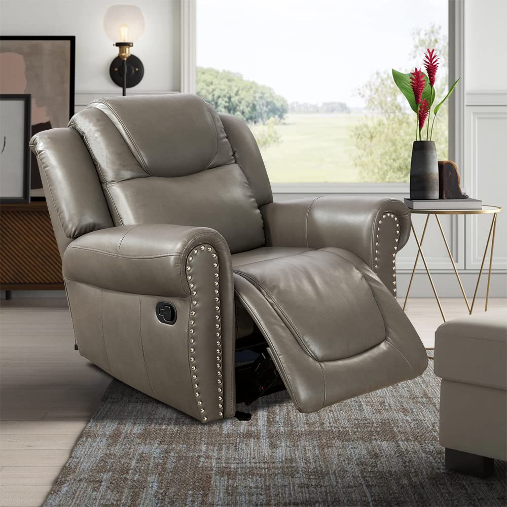 Ocstta Manual Leather Recliner Sofa Set, Living Room Furniture Set,Leather Sofa Set and Recliner Couch for Home/Office(Leather Recliner Sofa) Grey Ocstta