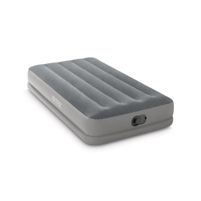 Intex 64112E Dura-Beam Standard Prestige Air Mattress: Fiber-Tech – Twin Size – Built-in USB Electric Pump – 12in Bed Height – 300lb Weight Capacity