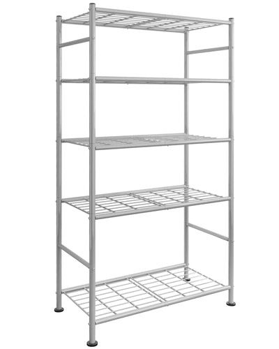 Sakugi Storage Shelves - 5 Tier Shelf Organizer, Heavy Duty Garage Shelving Unit with Leveling Feet, Stable Metal Shelves Organizer for Pantry, Kitchen and Closet, 33.0" W x 12.6" D x 72.0" H, Silver