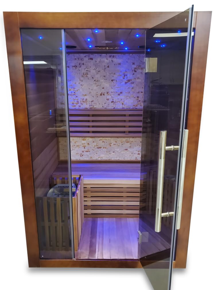 Canadian Red Cedar Wood Swedish Indoor Traditional Wet/Dry 1-2 Person Sauna SPA with 6KW 200F Heater and Rocks MCP-Distributions