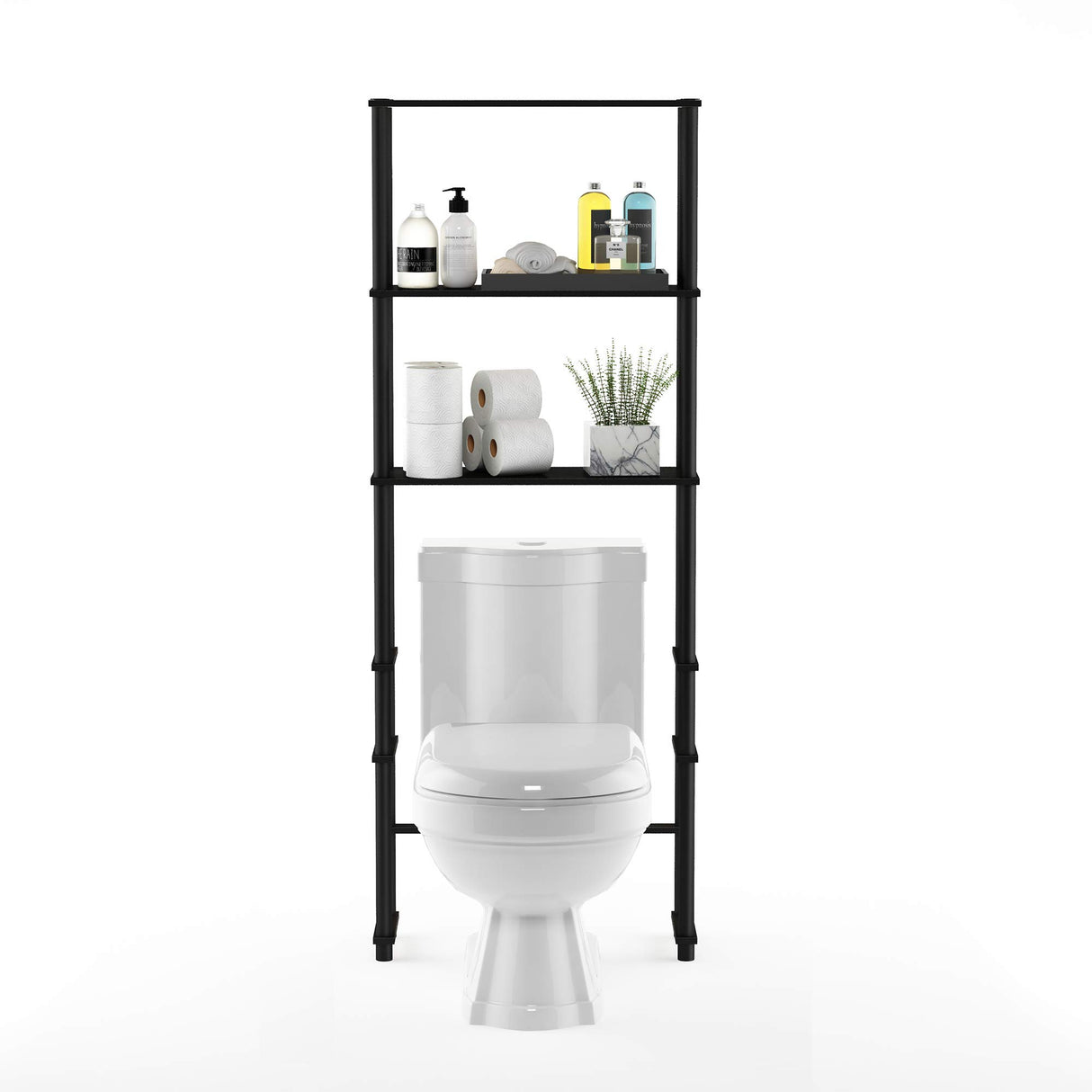 Furinno Turn-N-Tube with 3 Shelves Toilet Space Saver, Espresso/Black Furinno