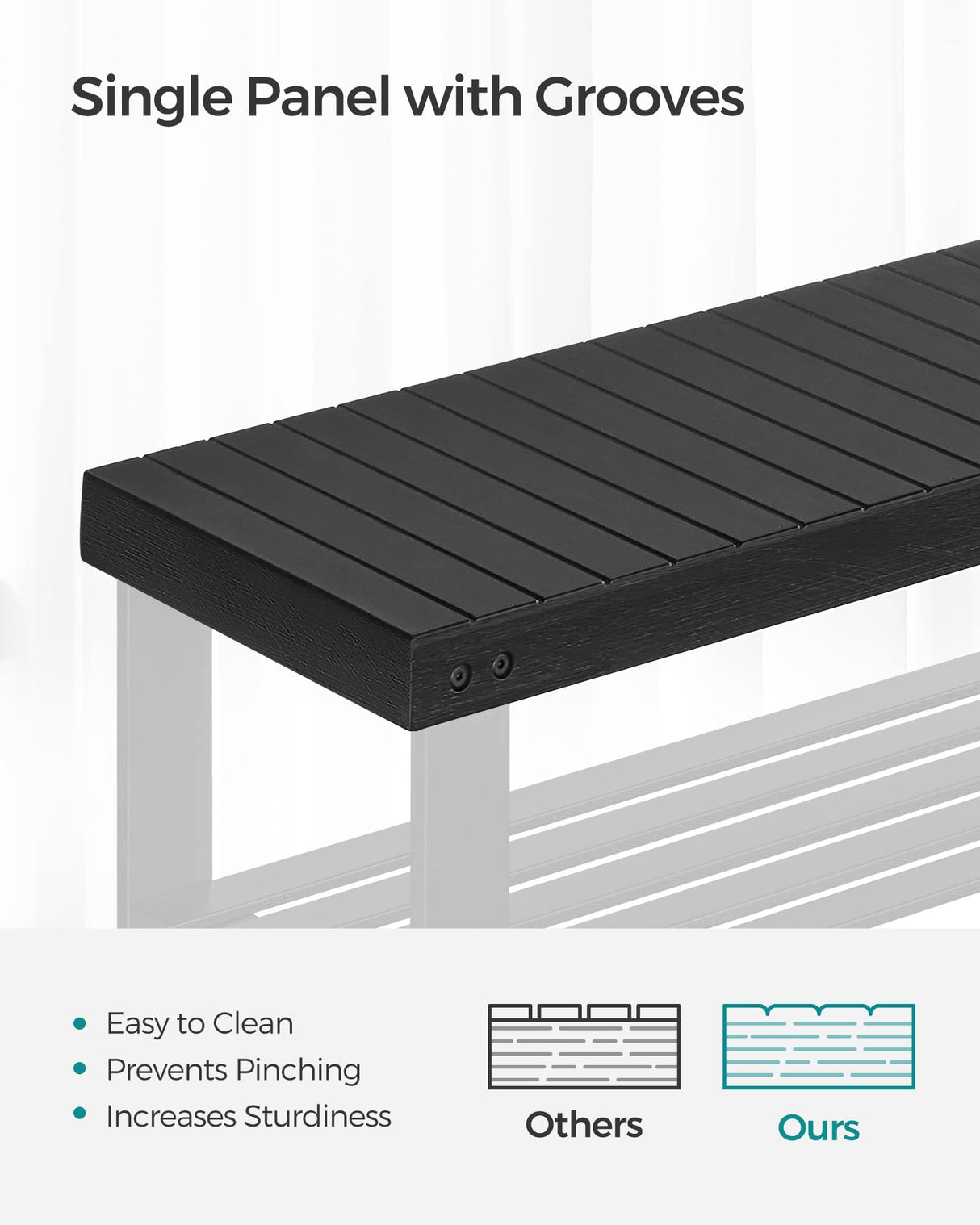 SONGMICS Shoe Rack Bench, 3-Tier Bamboo Shoe Storage Organizer, Entryway Bench, Holds Up to 286 lb, 11.3 x 27.6 x 17.8 Inches, for Entryway Bathroom Bedroom, Black ULBS04H SONGMICS