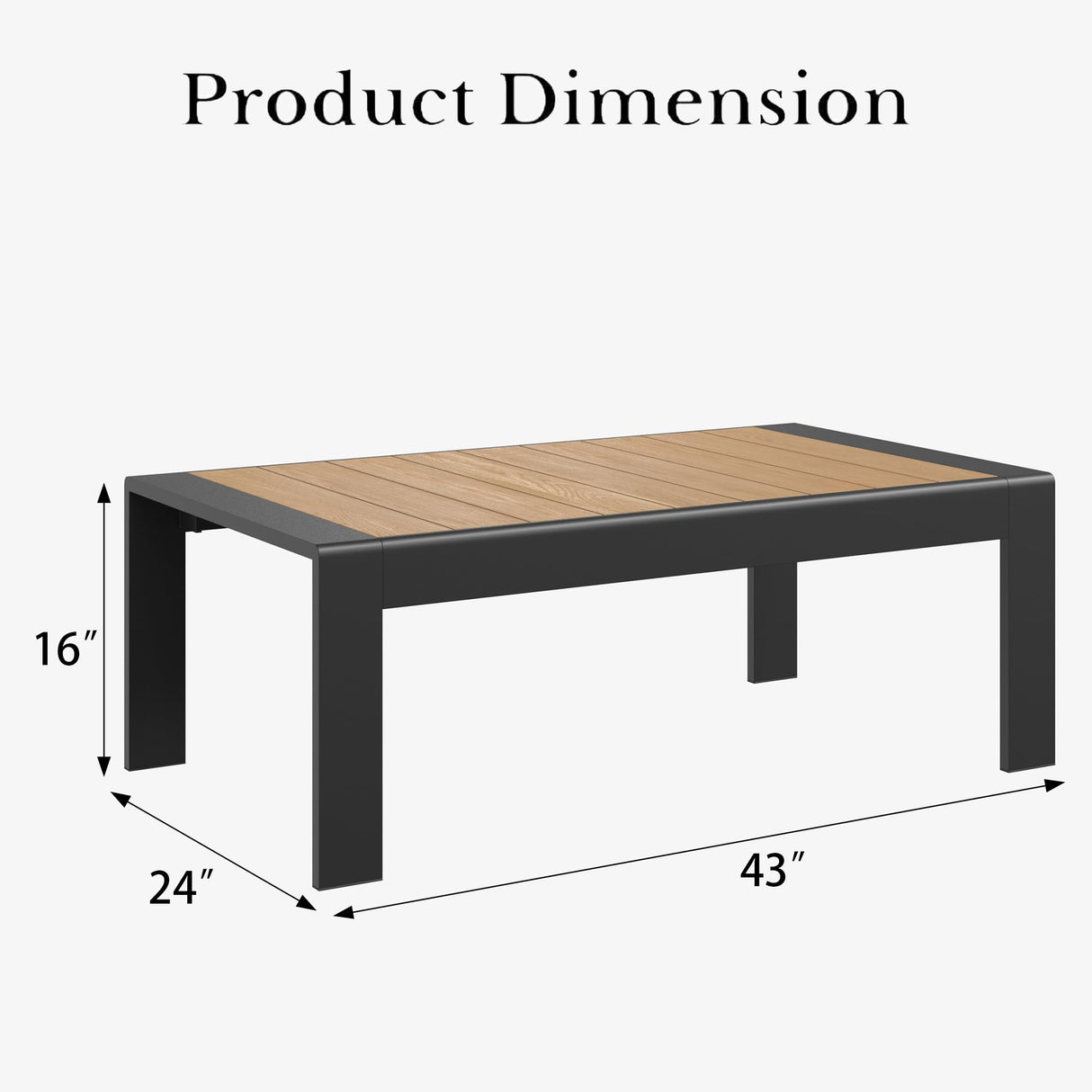 Aeeiua Outdoor Rectangle Patio Aluminum Coffee Tables for Outside, All Weather Patio Slatted Tabletop for Indoor or Outdoor Use Aeeiua