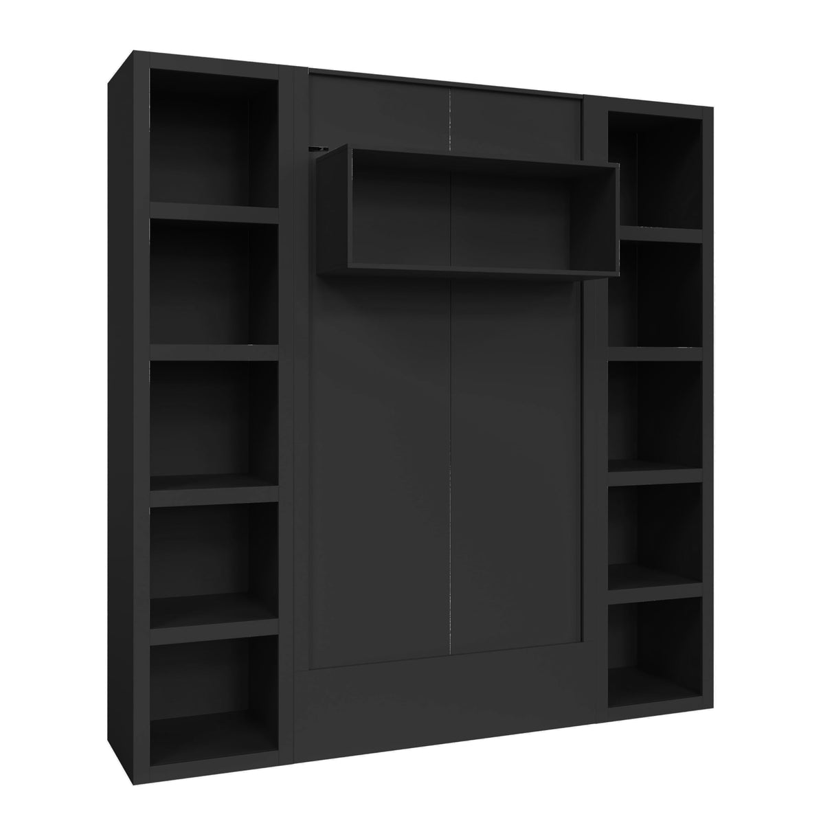 Oakland Living Easy-Lift Twin Murphy Wall Bed in Black with Two Bookshelves Oakland Living