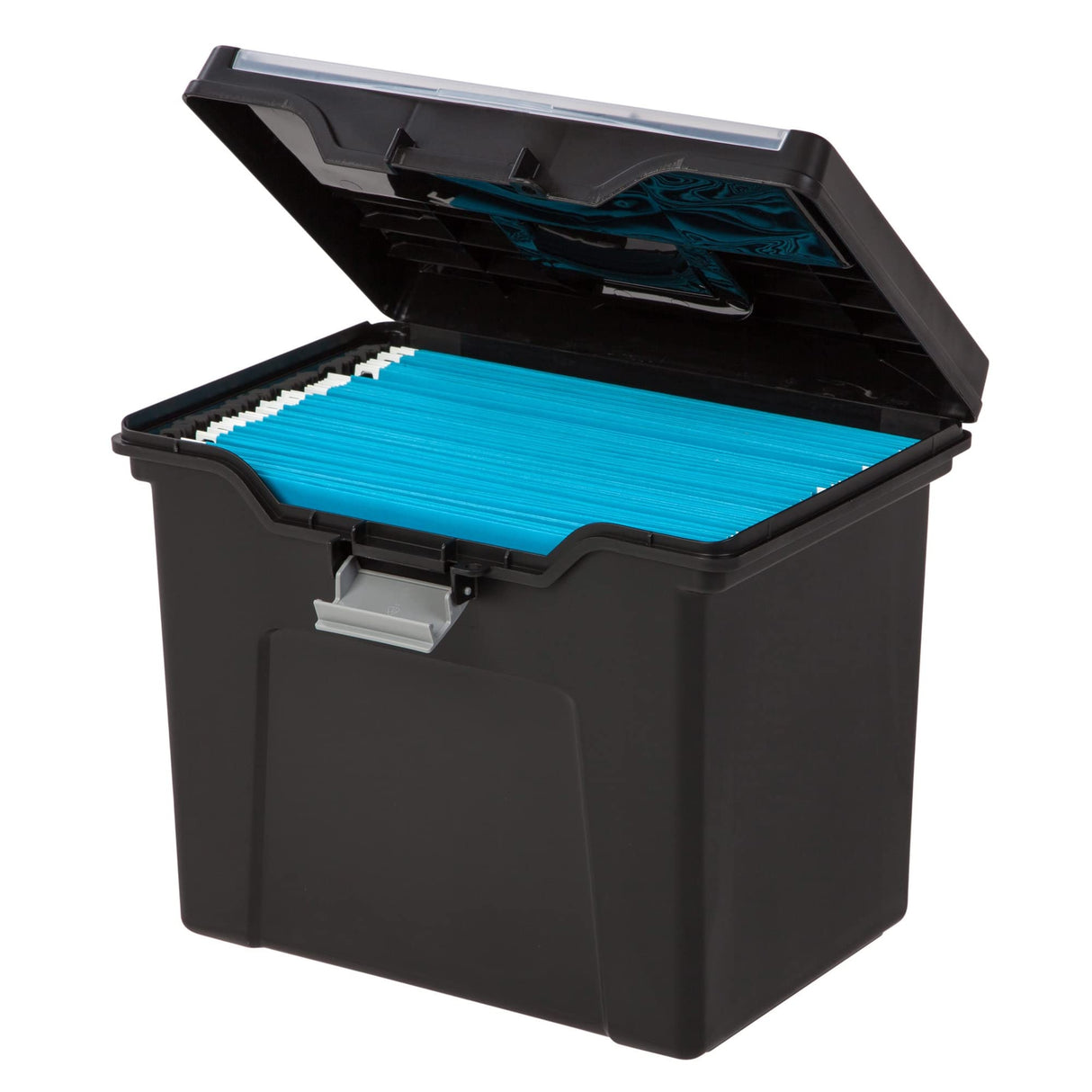 Office Depot Large Mobile File Box, Letter Size, 11 5/8in.H x 13 3/8in.W x 10in.D, Black/Silver, 110987 Office Depot