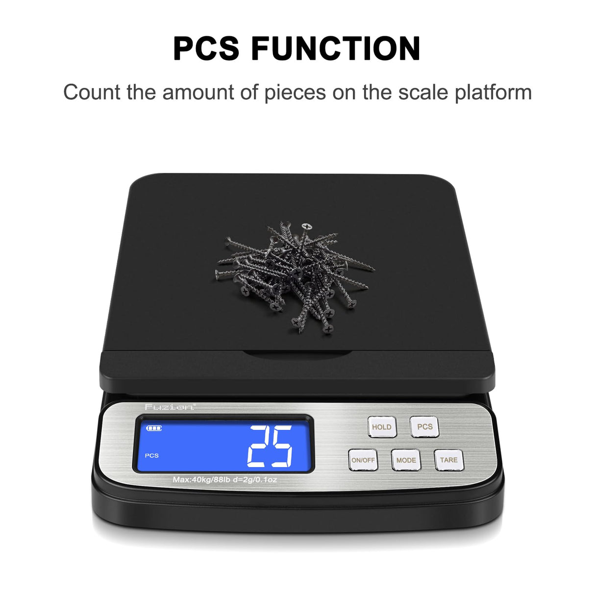 Fuzion Shipping Scale - Digital Postal Scale 88lb x 0.1oz, 5 Units, Hold/Tare/PCS Counting, Easy Calibration, Large LCD, All-in-1 Scale for Packages Fuzion